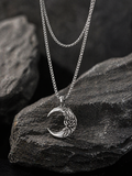 Crescent Rose Silver Pendant Necklace | Premium Aesthetic Chain