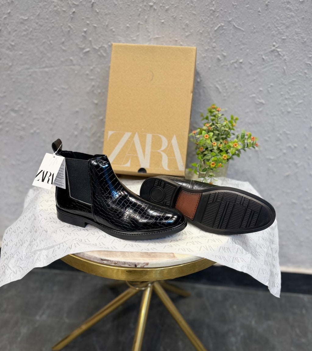 ZARA Croco Chelsea Boots Z-6 – Premium Textured Leather