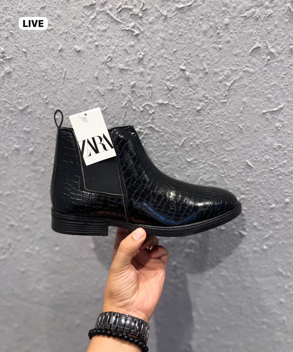 ZARA Croco Chelsea Boots Z-6 – Premium Textured Leather