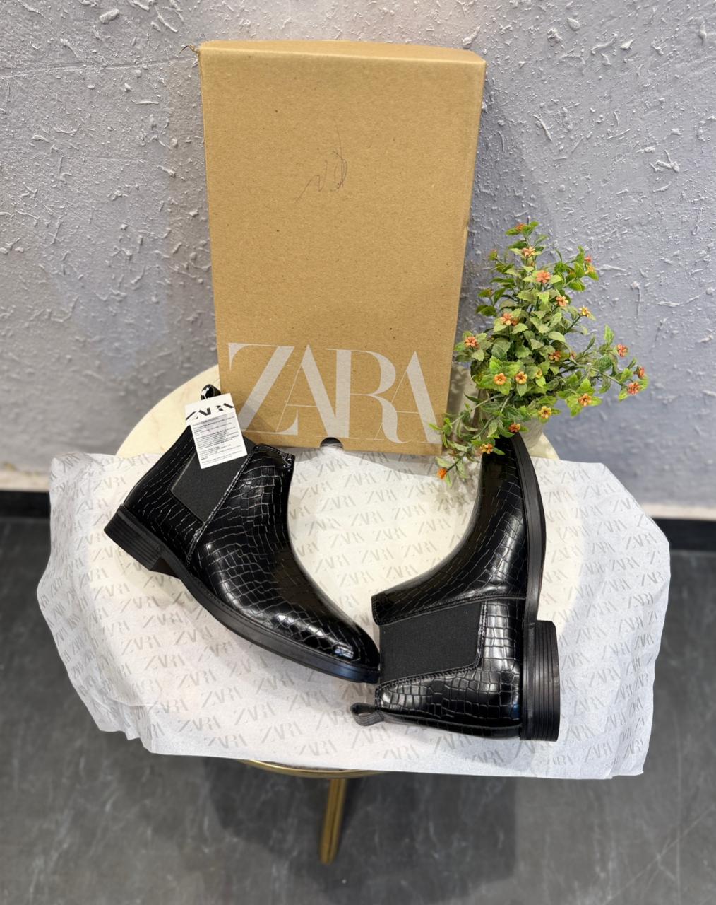 ZARA Croco Chelsea Boots Z-6 – Premium Textured Leather